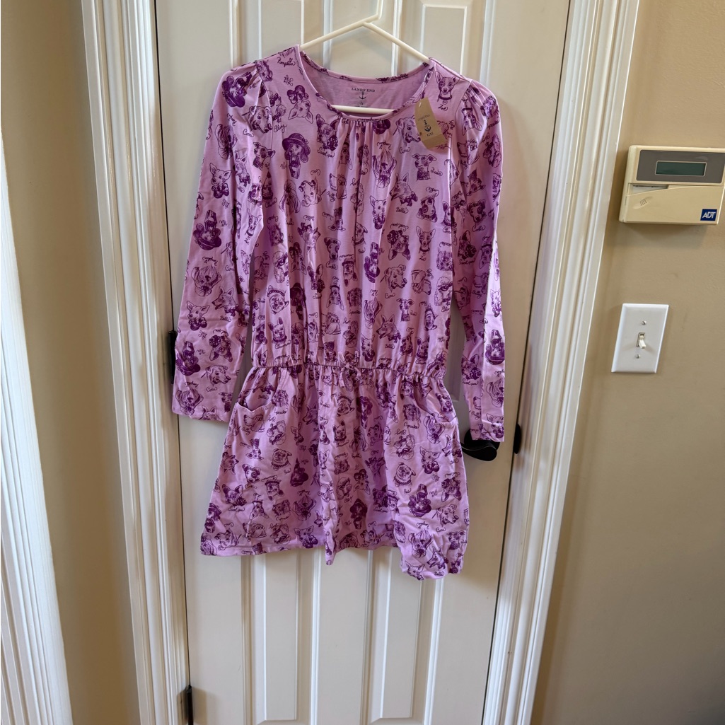 Girls Lands' End Long-Sleeve Casual Dress, Size 14, Nwt